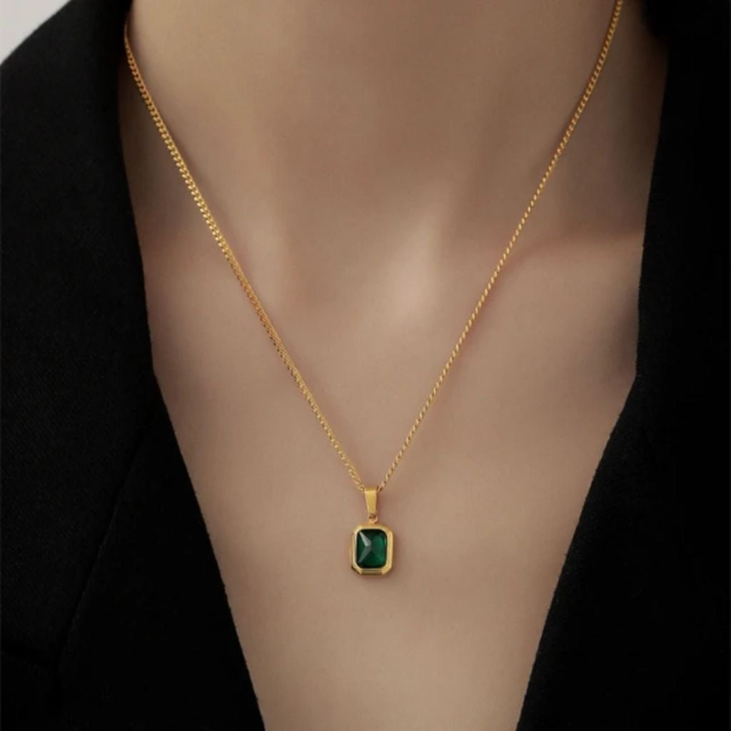 Green stone chain
