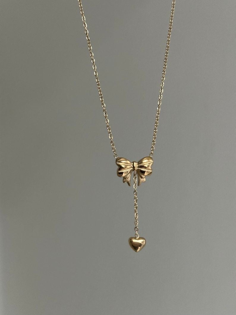 Heart & bow chain