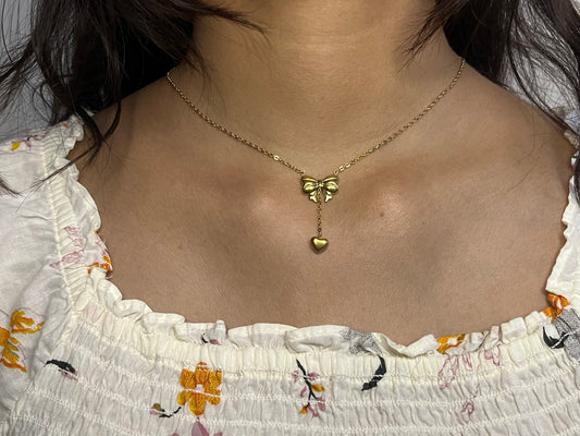 Heart & bow chain