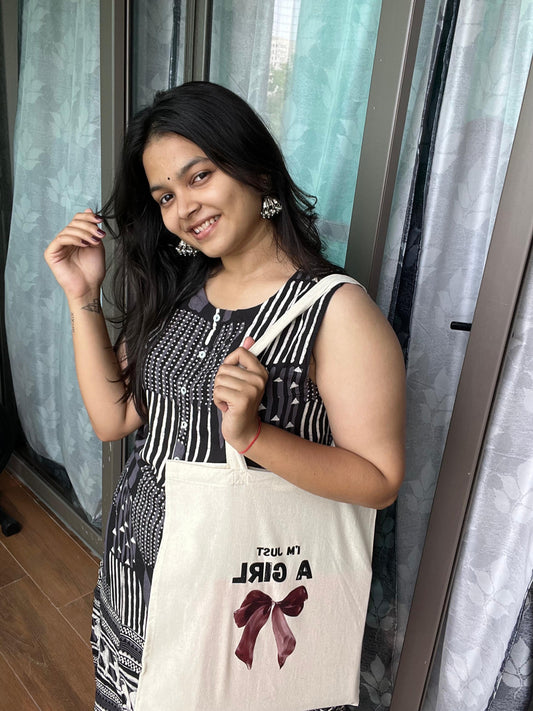 I’m Just a Girl tote